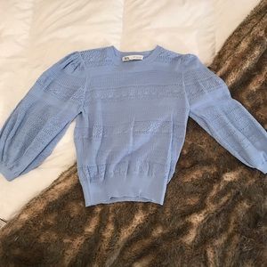 ZARA crochet detailed semi-crop blouse